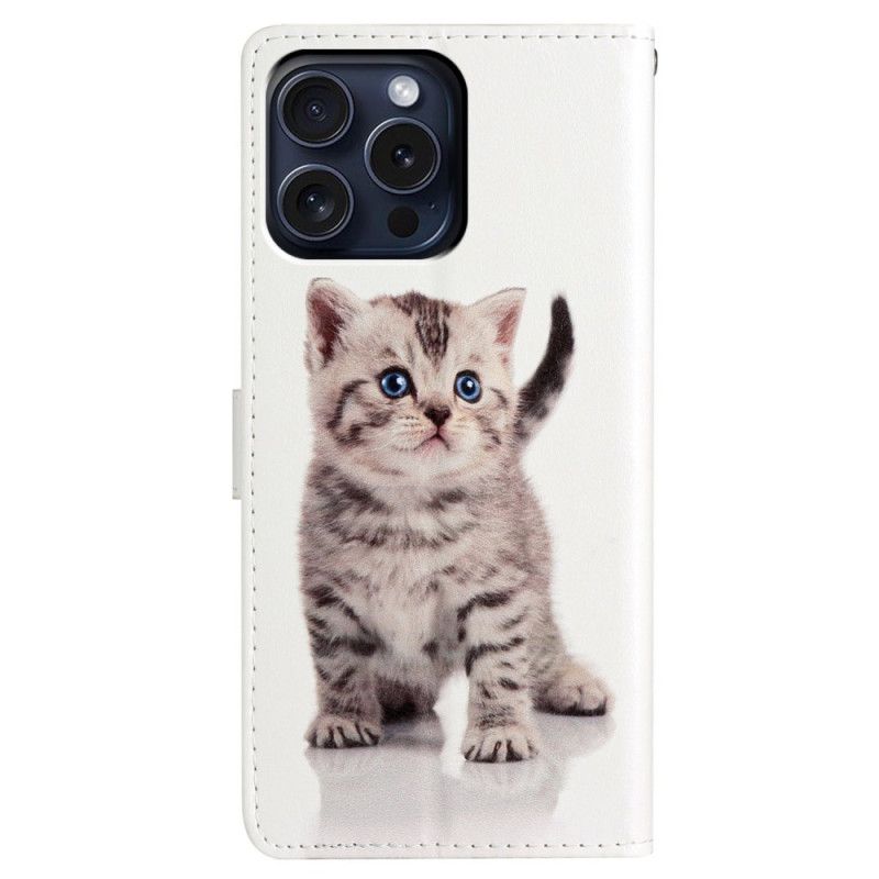 Folio-hoesje iPhone 16 Pro Kleine Kat Met Riem