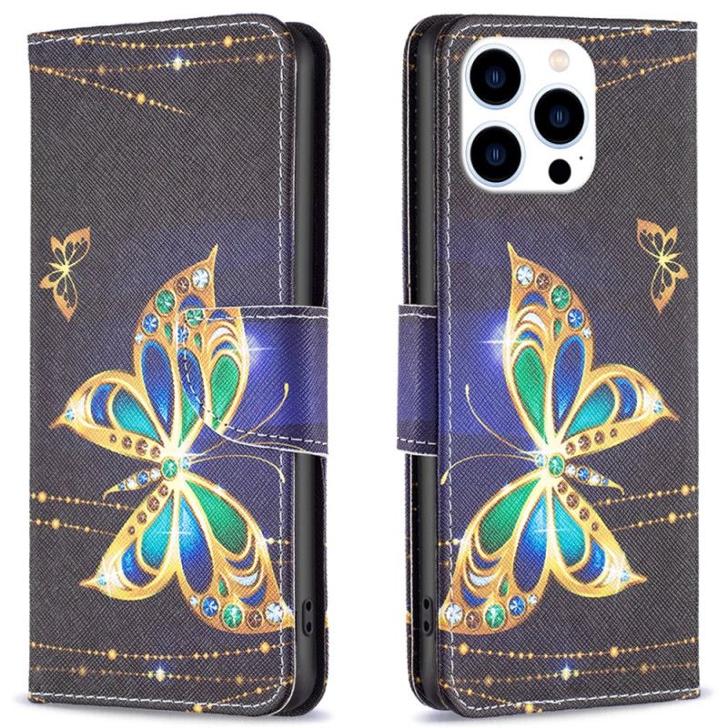 Folio-hoesje iPhone 16 Pro Telefoonhoesje Vlinders Sieraden