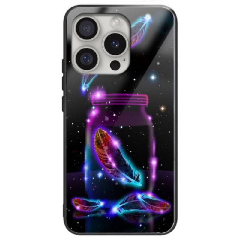 Hoesje iPhone 16 Pro Fluorescerende Veer Van Gehard Glas Bescherming Hoesje