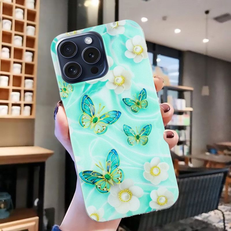 Hoesje iPhone 16 Pro Groene Vlinders