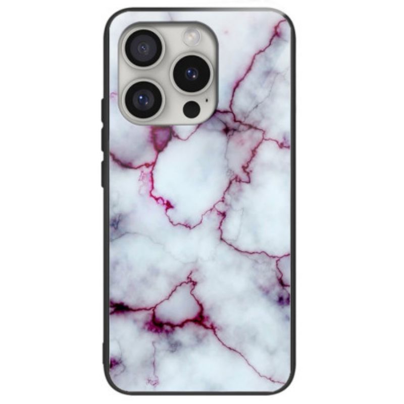 Hoesje iPhone 16 Pro Paars Marmer Gehard Glas