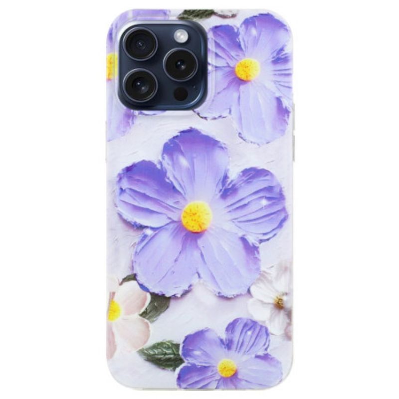 Hoesje iPhone 16 Pro Paarse Bloemen