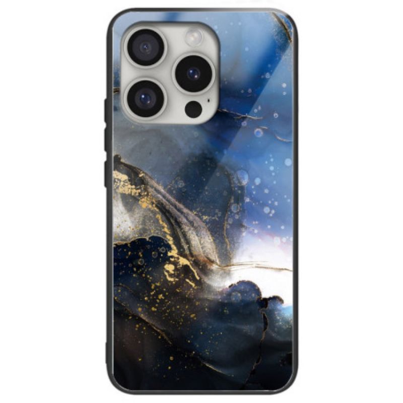 Hoesje iPhone 16 Pro Zwart En Blauw Patroon Bescherming Hoesje