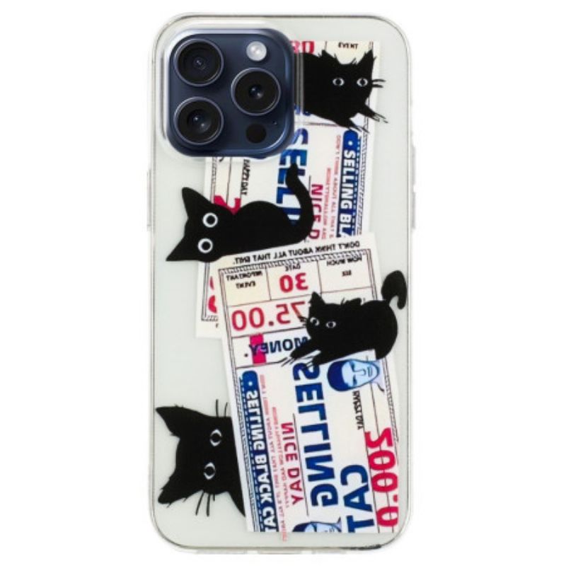 Hoesje Voor iPhone 16 Pro Zwarte Katten