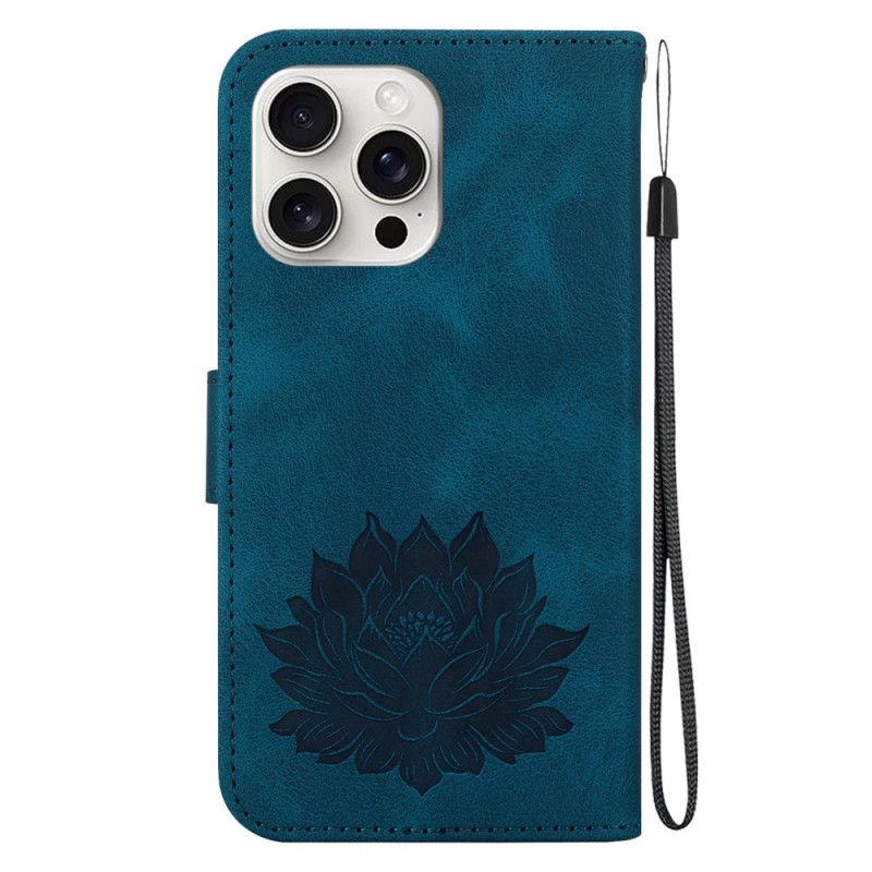 Leren Hoesje iPhone 16 Pro Lotusbloem Bescherming Hoesje