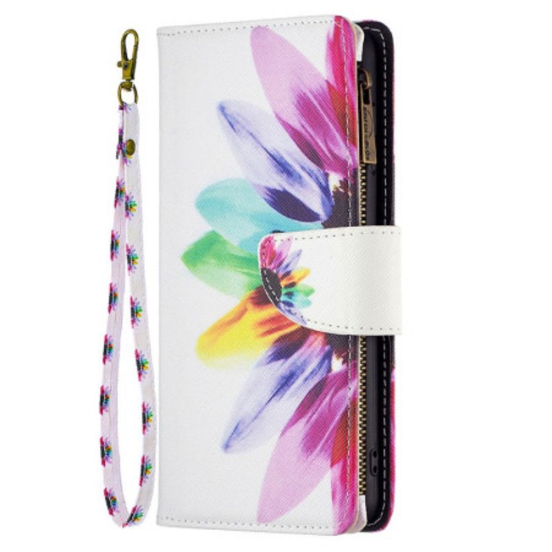 Leren Hoesje iPhone 16 Pro Portemonnee Met Aquarelbloemen Bescherming Hoesje