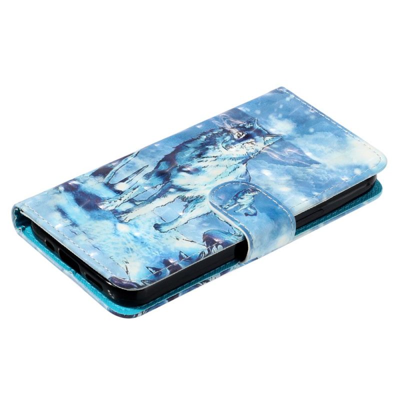 Leren Hoesje iPhone 16 Pro Vastgebonden Sneeuwwolf Bescherming Hoesje