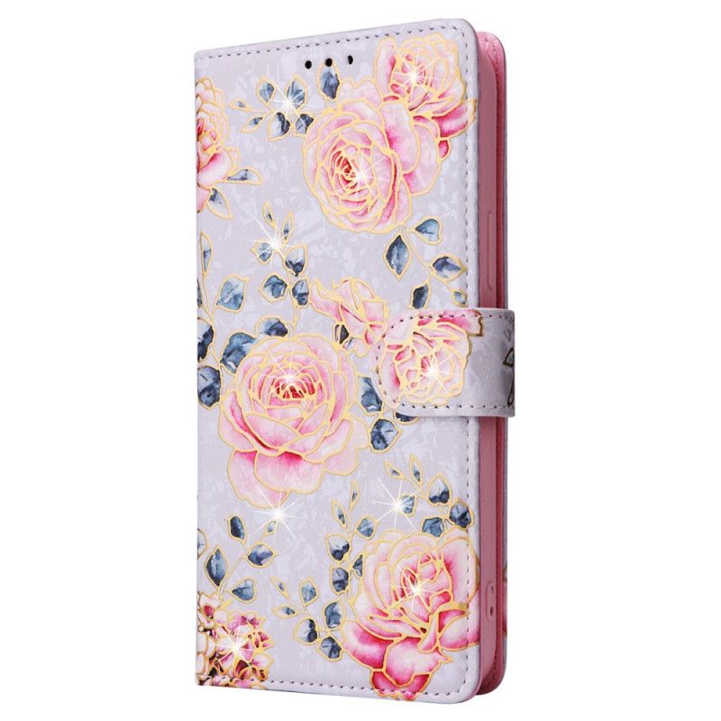 Leren Hoesje Voor iPhone 16 Pro Rfid Blocker-portemonnee Met Bloemenmotief