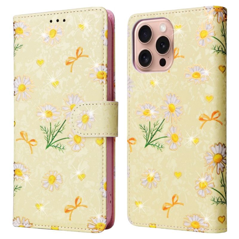 Leren Hoesje Voor iPhone 16 Pro Rfid Blocker-portemonnee Met Bloemenmotief