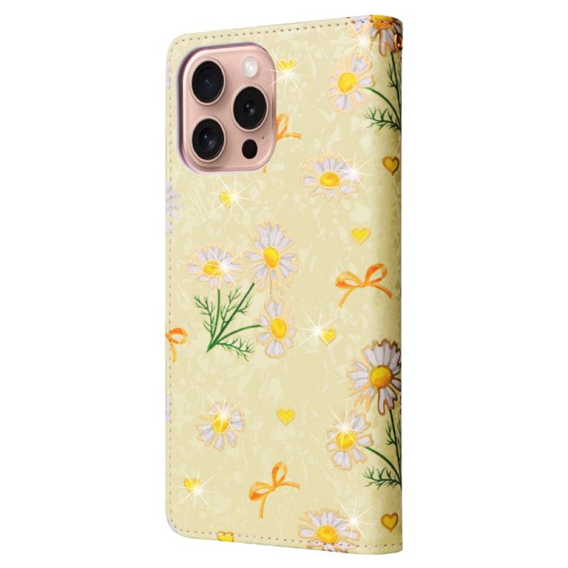 Leren Hoesje Voor iPhone 16 Pro Rfid Blocker-portemonnee Met Bloemenmotief