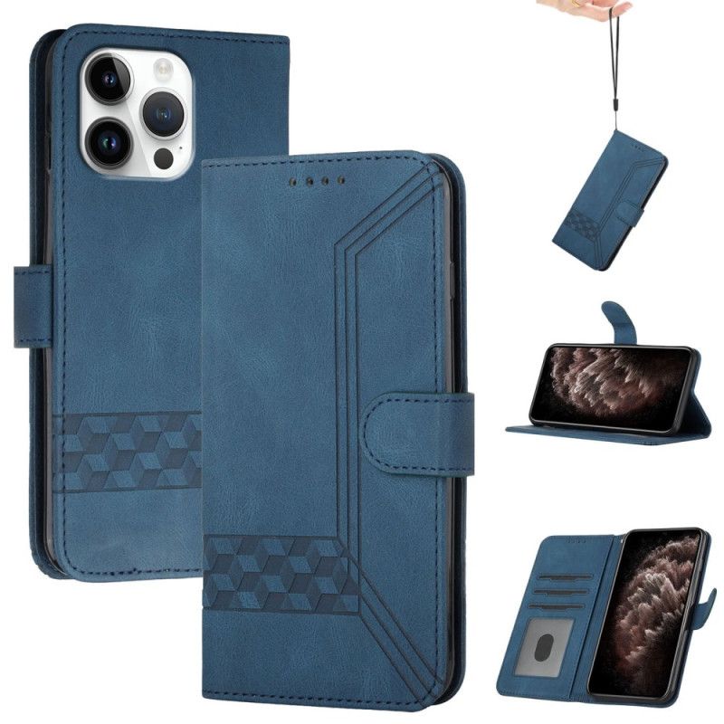 Leren Hoesje Voor iPhone 16 Pro Straplijnen