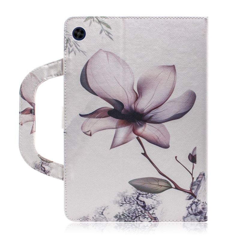 Flip Case Leren Huawei MatePad T 8 Vintage Bloem Met Handvat