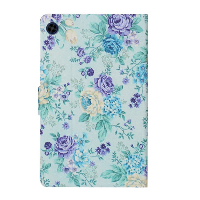 Leren Hoesje voor Huawei MatePad T 8 Wit Zwart Bloemen Bloemen Bloemen