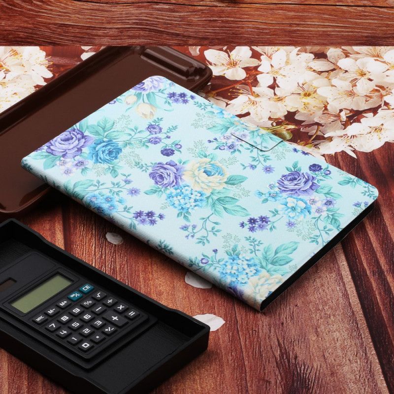 Leren Hoesje voor Huawei MatePad T 8 Wit Zwart Bloemen Bloemen Bloemen