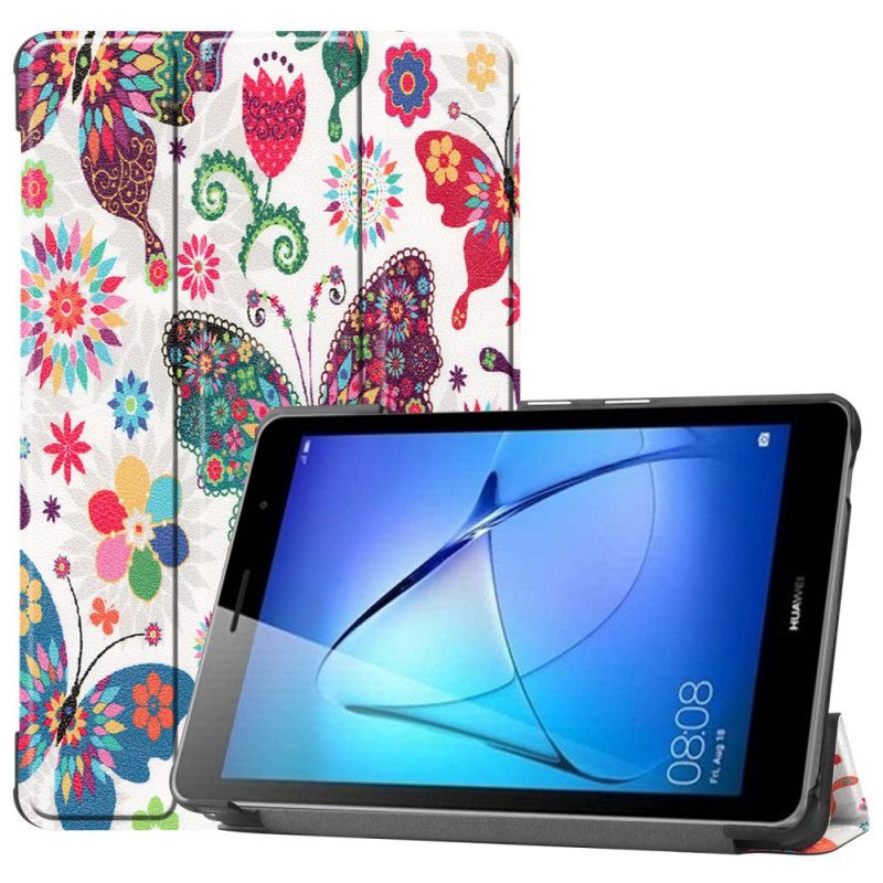 Smart Case Huawei MatePad T 8 Retro Vlinders En Bloemen