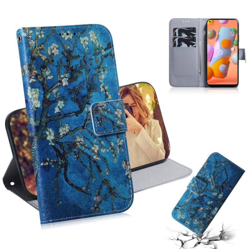 Flip Case Leren Samsung Galaxy M11 Bloeiende Boomtak