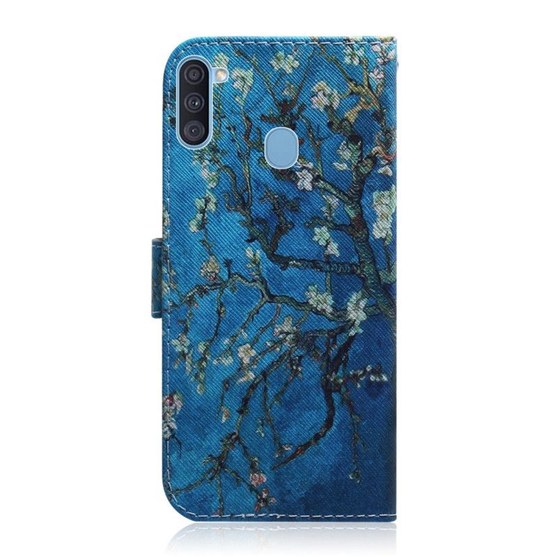 Flip Case Leren Samsung Galaxy M11 Bloeiende Boomtak