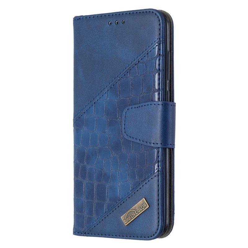 Flip Case Leren Samsung Galaxy M11 Grijs Zwart Klassiek Krokodillenleereffect