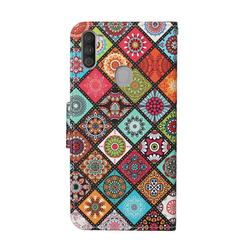 Flip Case Leren Samsung Galaxy M11 Patchwork Mandala'S Met String