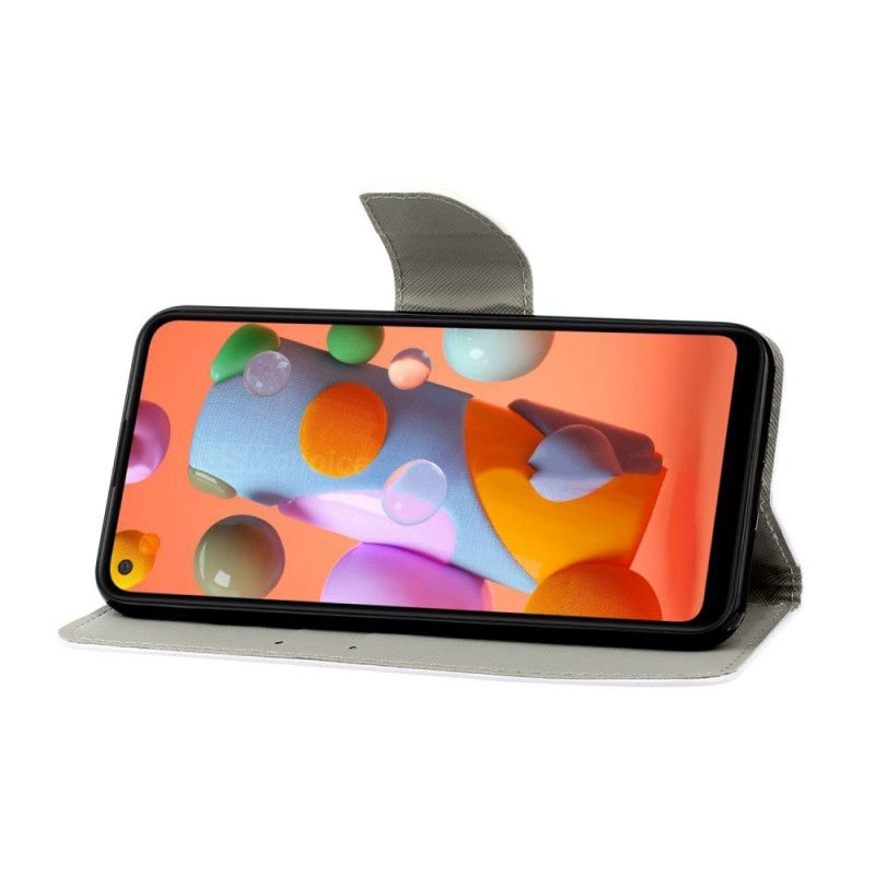 Flip Case Leren Samsung Galaxy M11 Sterren En Pailletten Met Riempje