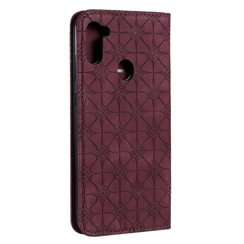 Folio-hoesje Samsung Galaxy M11 Donkerblauw Groen Barokke Bloemen