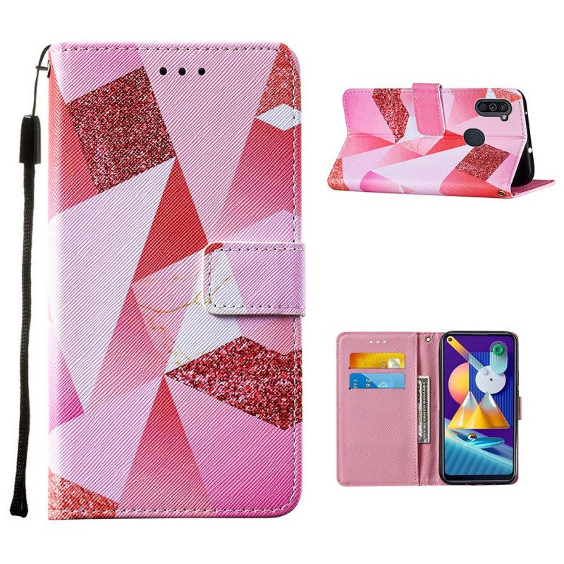 Leren Hoesje Samsung Galaxy M11 Roze Afbeelding