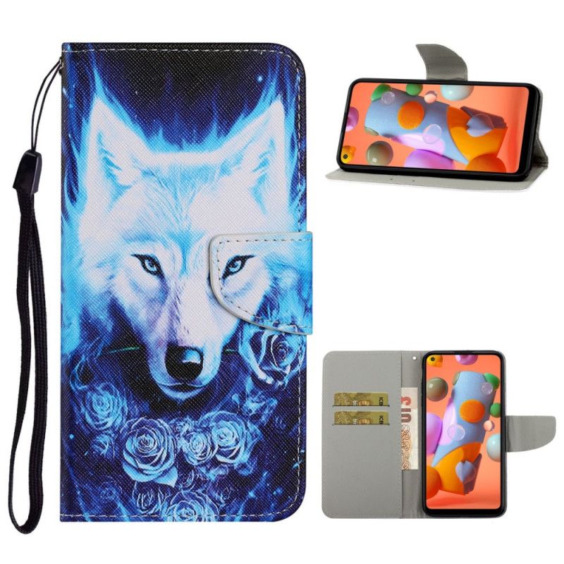 Leren Hoesje Samsung Galaxy M11 Witte Wolf