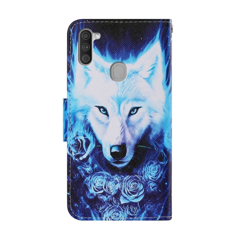 Leren Hoesje Samsung Galaxy M11 Witte Wolf