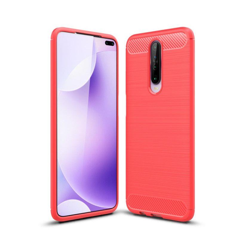 Hoesje Xiaomi Redmi K30 Rood Zwart Geborsteld Koolstofvezel