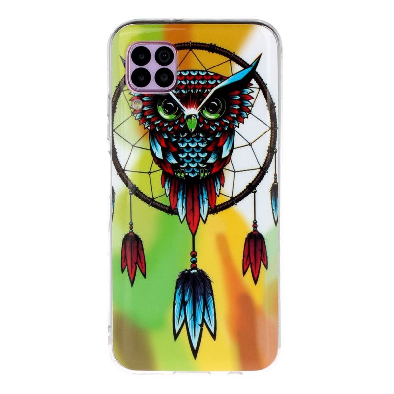 Case Hoesje Huawei P40 Lite Telefoonhoesje Fluorescerende Uil Dromenvanger