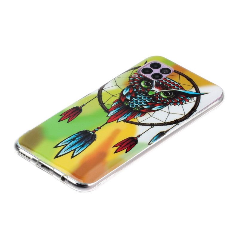 Case Hoesje Huawei P40 Lite Telefoonhoesje Fluorescerende Uil Dromenvanger