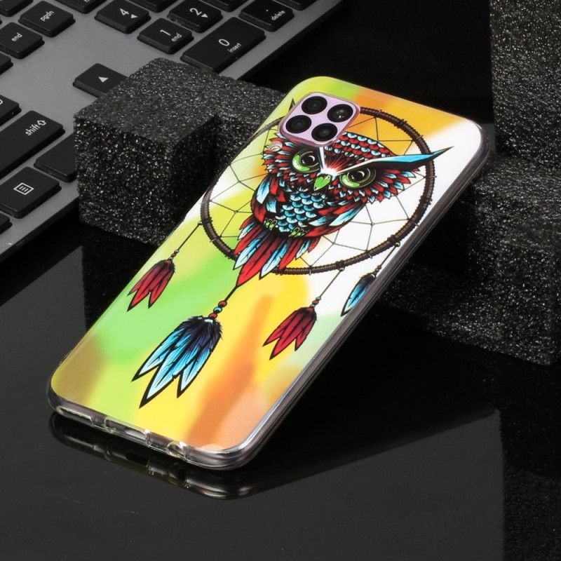 Case Hoesje Huawei P40 Lite Telefoonhoesje Fluorescerende Uil Dromenvanger