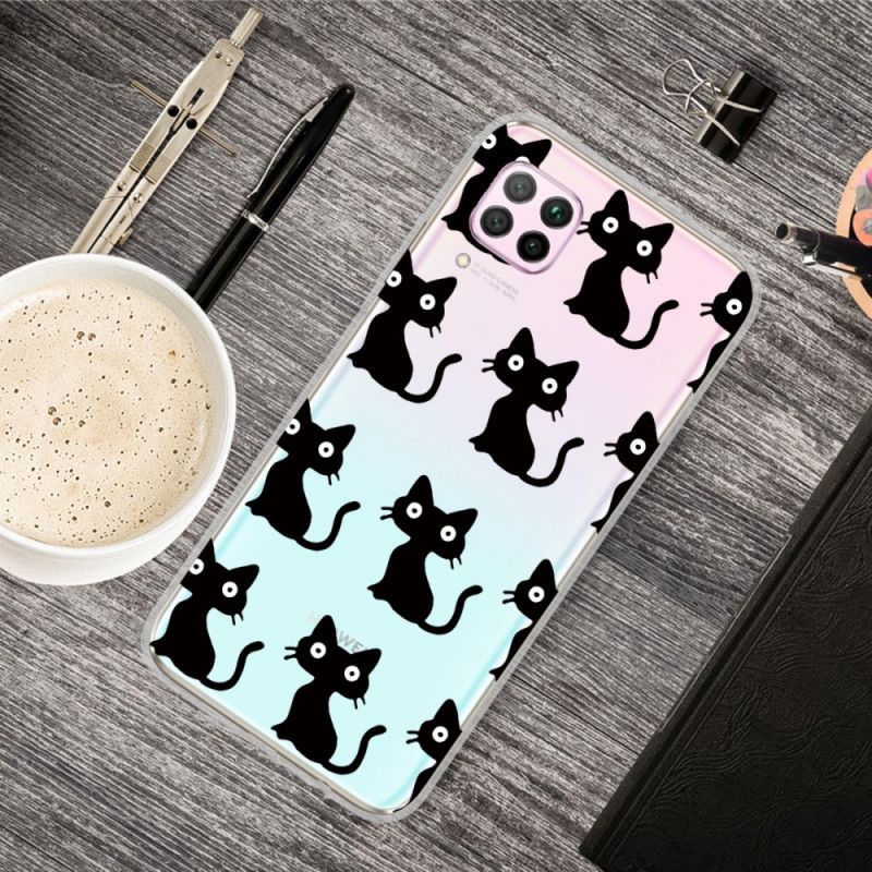 Case Hoesje Huawei P40 Lite Telefoonhoesje Meerdere Zwarte Katten