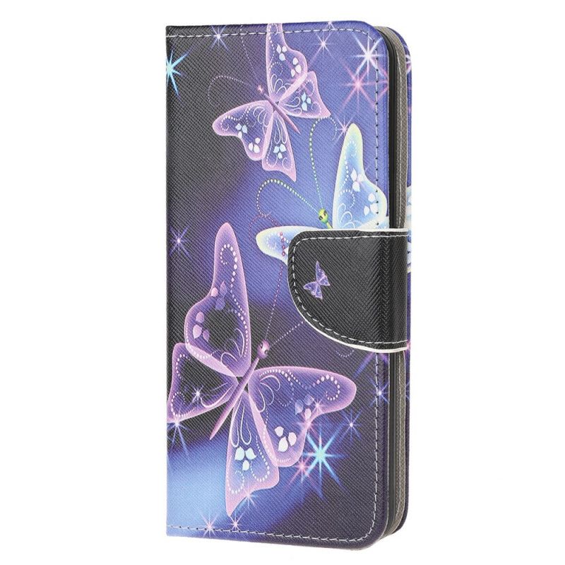 Cover Folio-hoesje Huawei P40 Lite Paars Lichtblauw Telefoonhoesje Koninklijke Vlinder