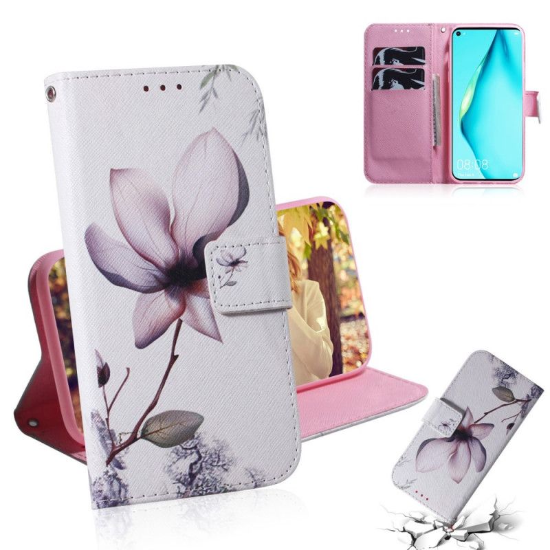 Cover Folio-hoesje Huawei P40 Lite Telefoonhoesje Oud Roze Bloem