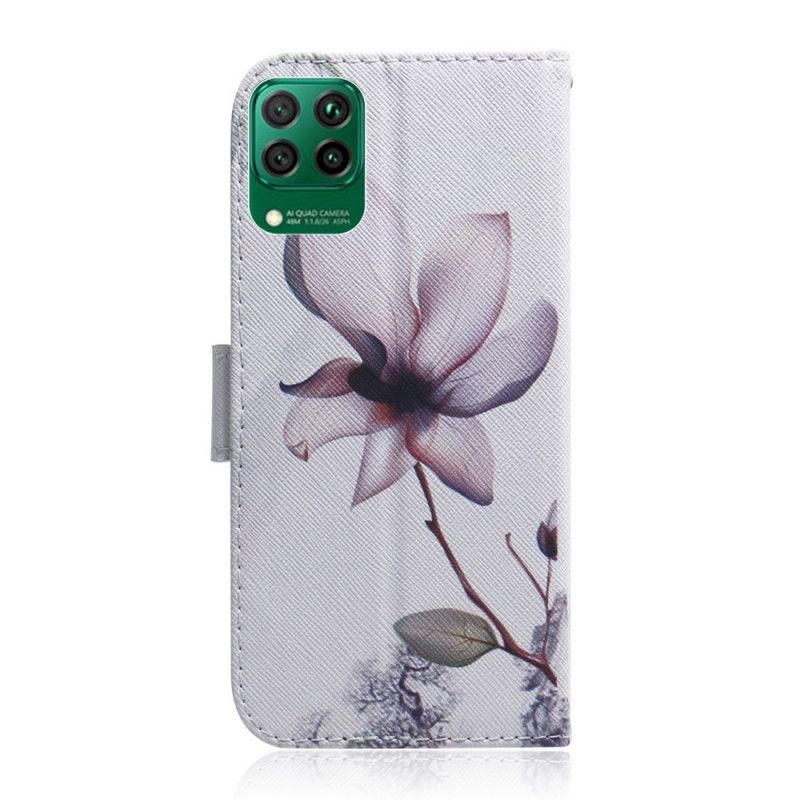 Cover Folio-hoesje Huawei P40 Lite Telefoonhoesje Oud Roze Bloem