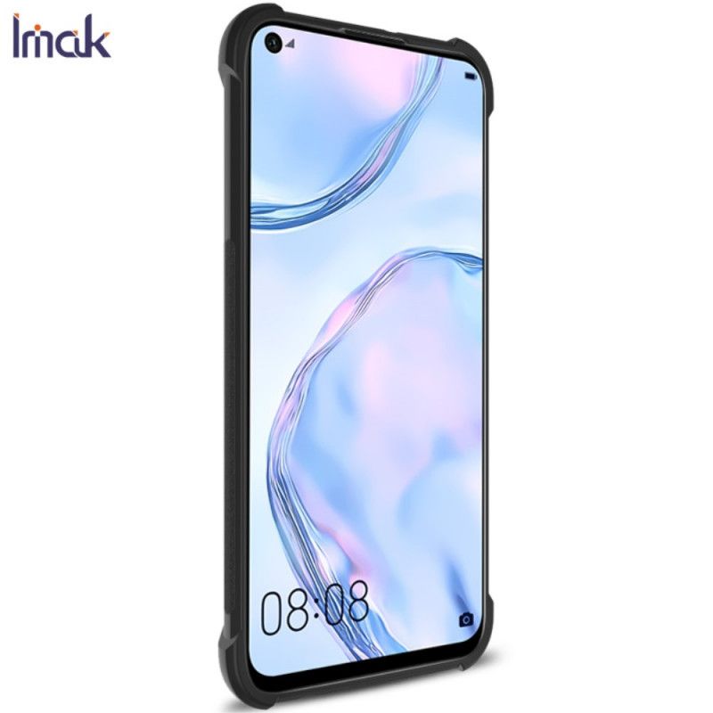 Cover Hoesje Huawei P40 Lite Grijs Zwart Telefoonhoesje Flexibele Siliconen Imak