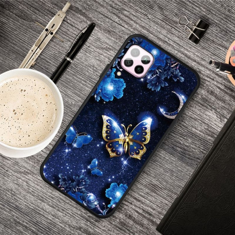 Cover Hoesje Huawei P40 Lite Telefoonhoesje Gouden Vlinder