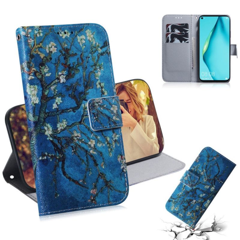 Flip Case Leren Huawei P40 Lite Bloeiende Takken