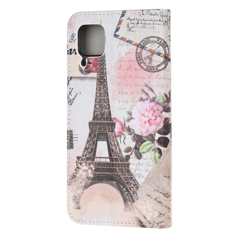 Flip Case Leren Huawei P40 Lite Retro Eiffeltoren