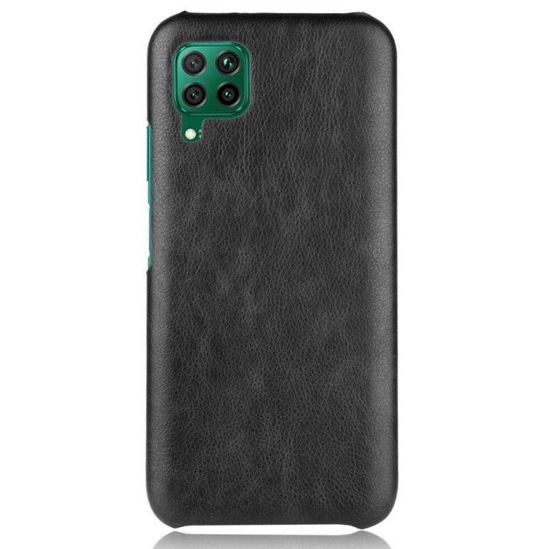 Hoesje Huawei P40 Lite Grijs Zwart Prestatie Lychee Leereffect