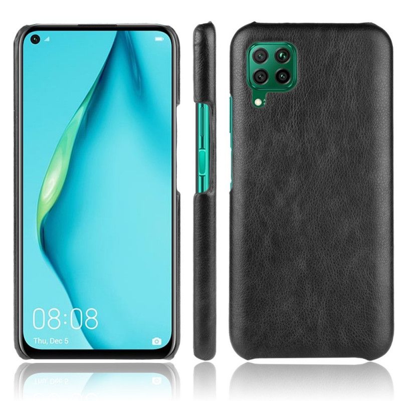 Hoesje Huawei P40 Lite Grijs Zwart Prestatie Lychee Leereffect