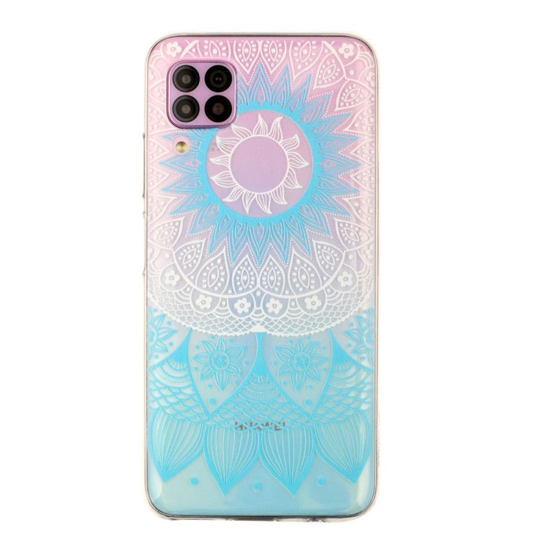 Hoesje Huawei P40 Lite Lichtblauw Roze Transparante Kleurrijke Mandala