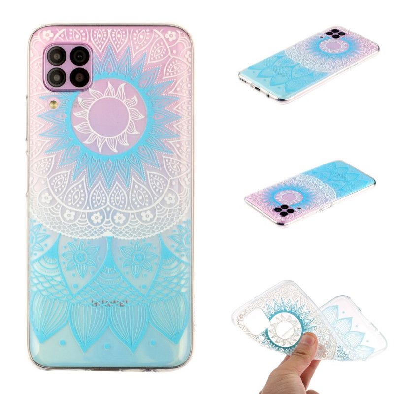 Hoesje Huawei P40 Lite Lichtblauw Roze Transparante Kleurrijke Mandala