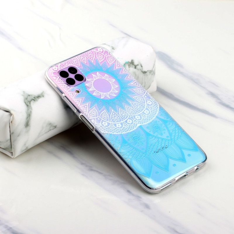 Hoesje Huawei P40 Lite Lichtblauw Roze Transparante Kleurrijke Mandala