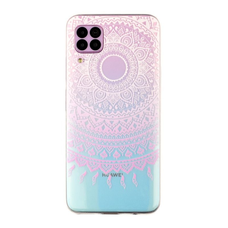 Hoesje Huawei P40 Lite Lichtblauw Roze Transparante Kleurrijke Mandala