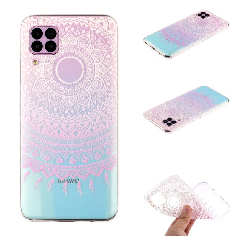 Hoesje Huawei P40 Lite Lichtblauw Roze Transparante Kleurrijke Mandala