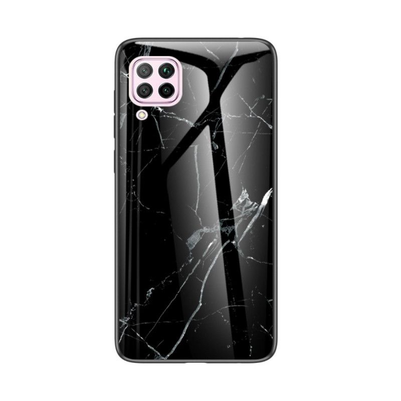Hoesje Huawei P40 Lite Wit Zwart Premumkleuren Van Gehard Glas