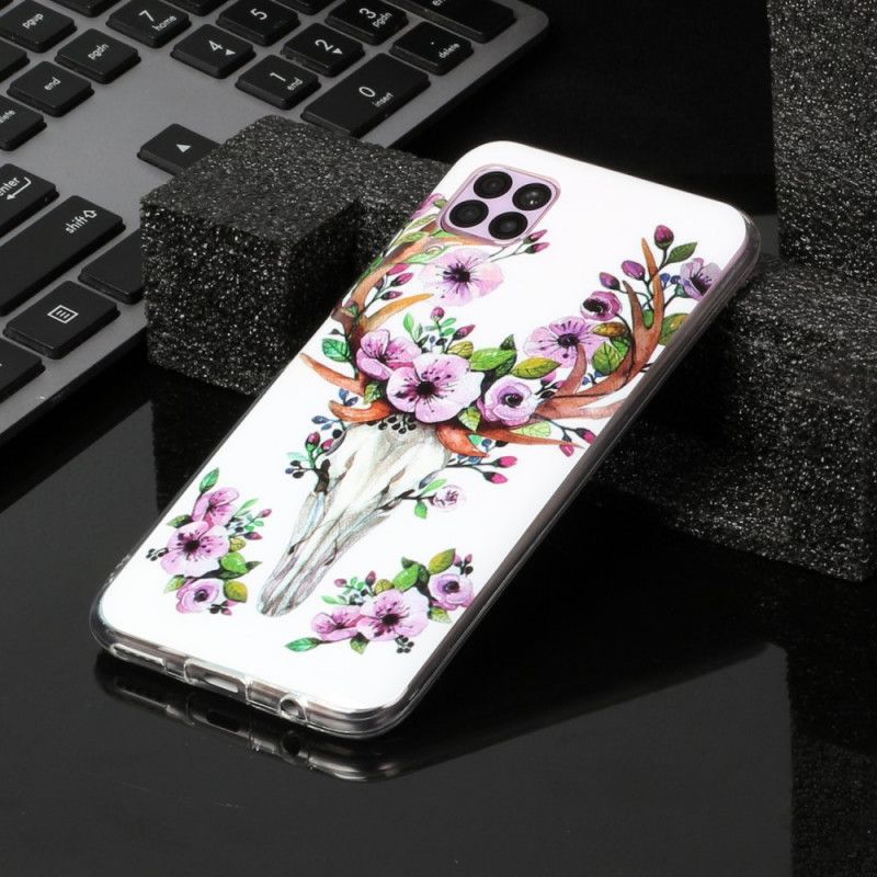 Hoesje voor Huawei P40 Lite Eland Met Fluorescerende Bloemen