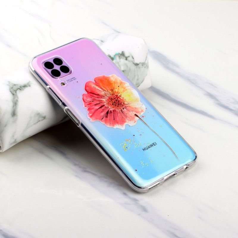 Hoesje voor Huawei P40 Lite Transparante Aquarel Klaproos